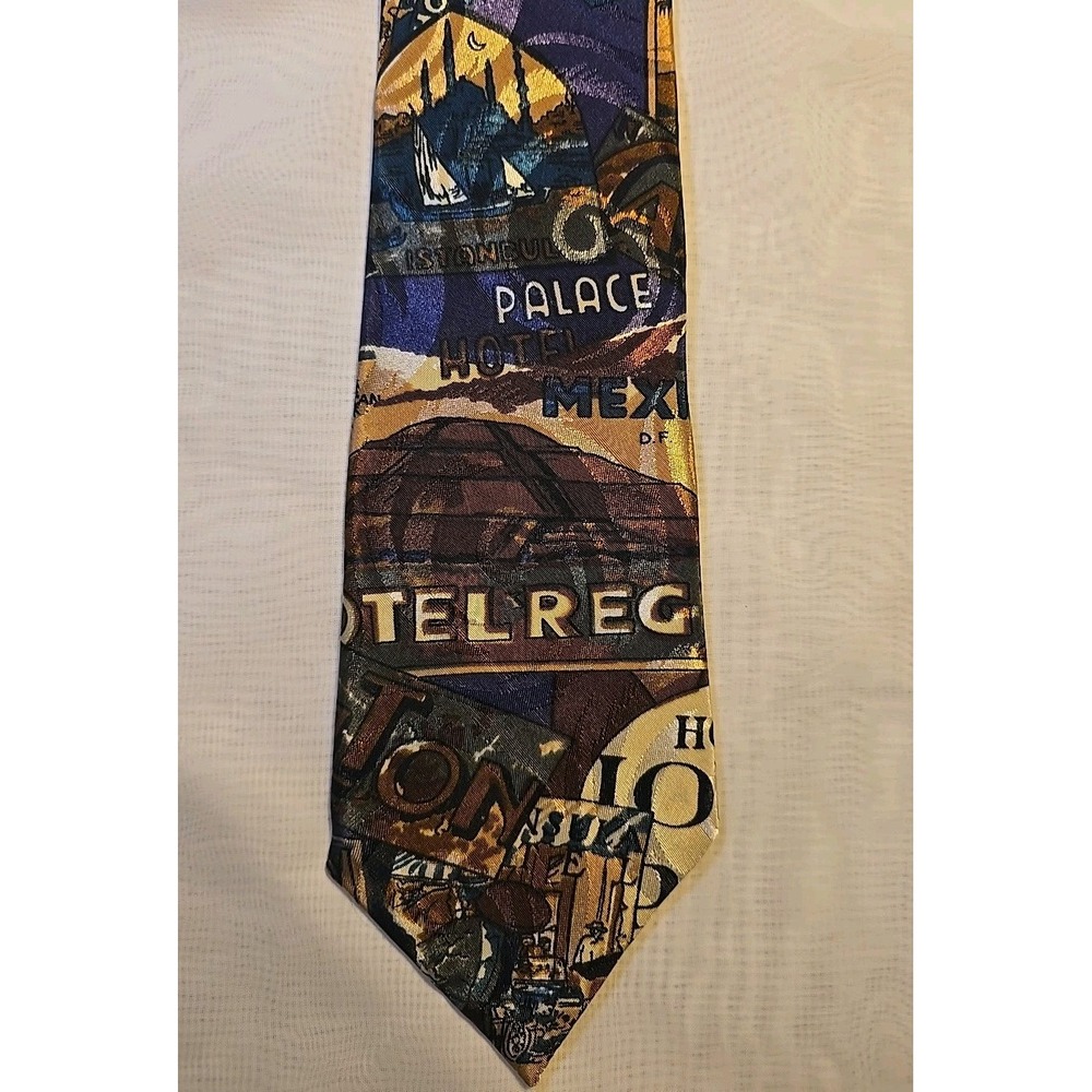 McGregor ~Vintage Men's Polyester Neck Tie ~Made in USA ~World Traveler Design